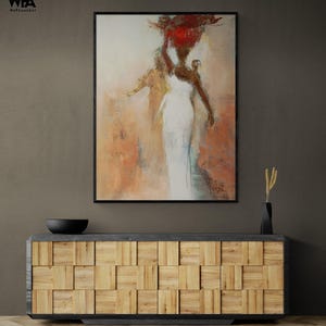 Silhouettes Africaines I by Chantal Parise, Framed Black Woman Oil Painting Print, African Art Print, Female Wall Decor, Framed Wall Art