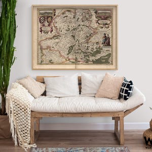 Maps of Hainot Belgium, European Office Decor, Old Continent Wall Art, Map Of Belgium, Antique Lobby Decor, Hallway Large Wall Art