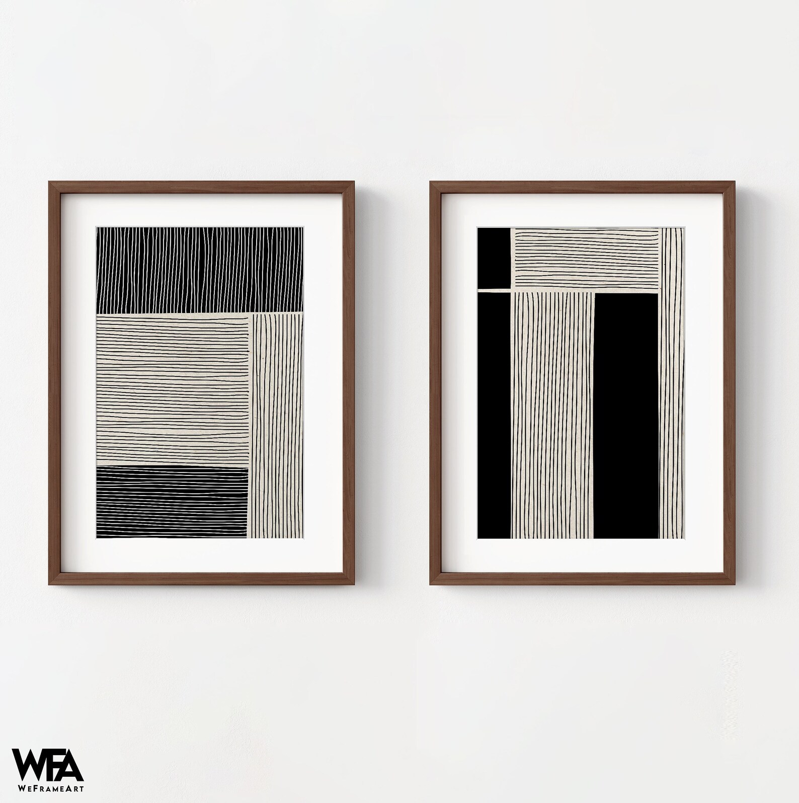 Set of 2 Geometric Prints Black and Gray Wall Art Framed - Etsy