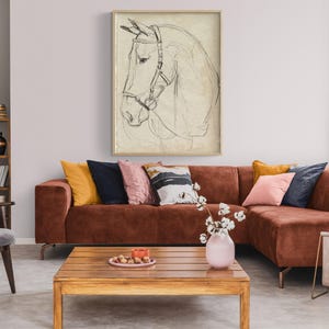 Horse in Bridle sketch II by Jennifer Parker, Framed Animal Sketch Print, Horse Drawings Print, Equestrian Wall Decor, Cowboy Sketch Print