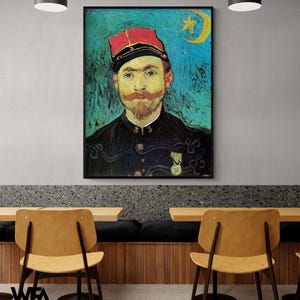 Milliet 2nd Lt Zouaves by Vincent Van Gogh, Red Hat Print, Portrait Wall Art, Men Art Print, Manly Portrait Art, Van Gogh Portrait Print
