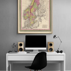 Sweden and Norway 1849, Retro Print of Sweden, Norway Map Art, Old Continent Map, Travel Poster Decor, Antique European Wall Decor