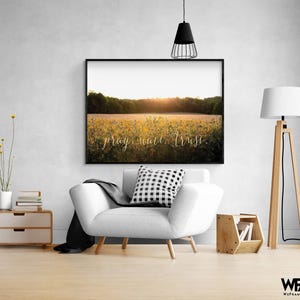 Pray-Wait-Trust by Donnie Quillen, Prayer Poster Print, Trust God Decor, Christian Living Room Gift Idea, Landscape Picture Print