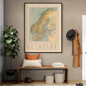 Europe Norway Sweden - Reynold 1921, Extra Large Map Of Europe, Norwegian Map Print, Swedish Wall Art, European School Library Print