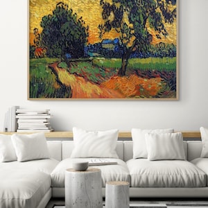 Landscape At Twilight by Vincent Van Gogh, Twilight Wall Art, Landscape Oil Painting Print, Van Gogh Scenery Print, Natural Wall Art