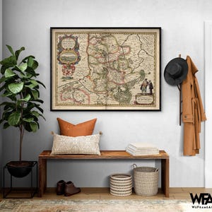 Limburg, Map of Limburg Netherlands, European Area Map Poster Print, Vintage Map of Limburg, Library Wall Art, Reading Room Decor