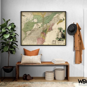 Theatre of War in North America 1755, Antique American War Gift Idea Poster Print, Battlefield Poster, Military Office Wall Poster Print
