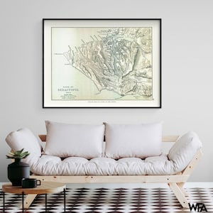 Siege of Sevastopol 1854 Russia - Gardiner 1902, Antique Russian Map, Detailed Map of Russian, Geography Historical Classroom Decor