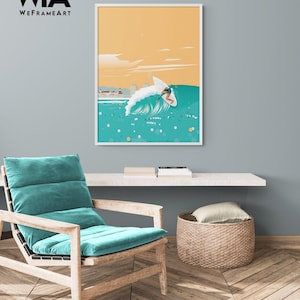 Surfboard Beach Wall Art, Ocean Wave Print, Surfer Painting for Summer Decor – San Diego Surf Poster