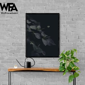 Dark Green Leaves Photography Print, Framed Plant Wall Art for Office or Living Room, Oversized Nature Decor