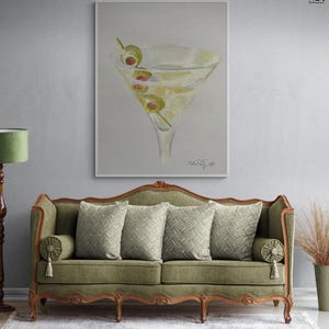 Martini Glass Print, Framed Olives Decor, Dirty Martini Poster, Martini With Olives Painting Print, Martini And Olive Poster,Framed Wall Art