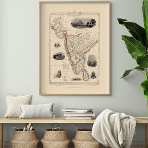 Southern India Sri Lanka - Tallis 1851, Antique Map Of Sri Lanka Poster, Asian India Map Print, Bookstore Poster Print, Large Map Print