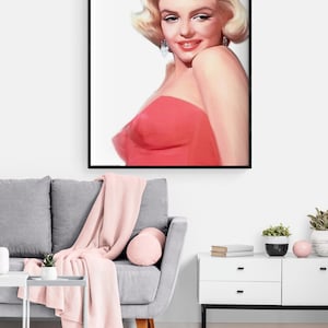 The Flirt by Jerry Michaels, Pink Marilyn Monroe Poster, Pretty Woman Portrait Print, Fashion Gift Idea, Movie Gift Poster