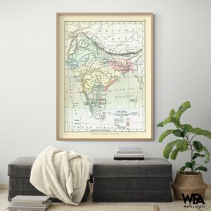 India 1785 - Gardiner 1902, Rustic Asian India Map, Map Of India Poster Print, Extra Large Hallway Wall Decor, Map of Asian Country Print