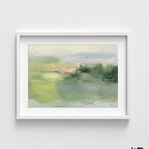 Gentle World by Julia Purinton, Green Watercolor Painting Print, Soft Green Art, Watercolor Landscape Print, Green Nature Painting image 5