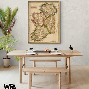 Antique Ireland Map Print, Irish Office Decor