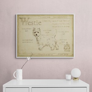 Vintage Westie Dog Poster Print, Framed Terrier Wall Art