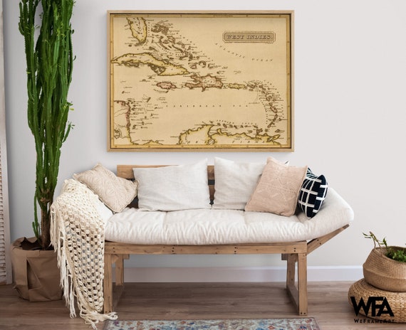 West Indies 1817, Caribbean Map Poster, West Indies Old Map, Antique  Caribbean Poster, Vintage West Indies Office Nautical Decor 