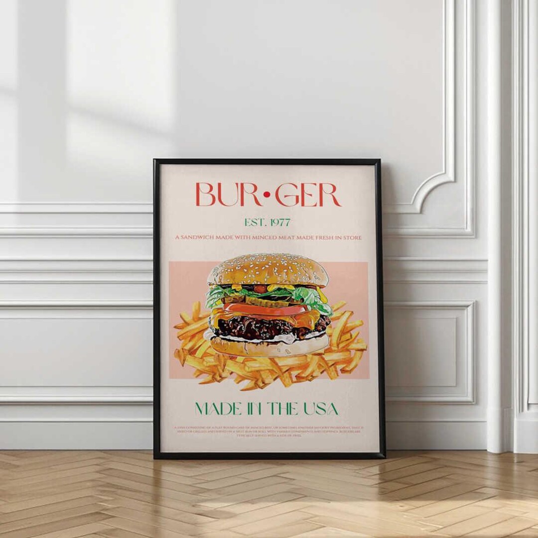 Classic American Burger - Vintage Diner Food With Crispy French Fries ...