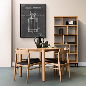 Whiskey Decanter Print, Framed Bar Decoration, Whiskey Poster Print, Chalkboard Wall Decor, Black and White Whiskey Bottle, Framed Wall Art