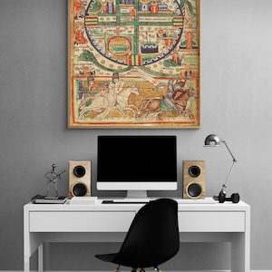 Antique Map of Jerusalem Print, Rustic Biblical Art