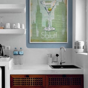 Olive Cocktail Martini Illustration Print, Olives Artwork Poster, Martini Restaurant Bar Entryway Wall Art, Dirty Martini Print