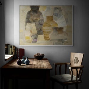 Rustic Jars Fireplace Artwork Poster, Framed Minimalist Farmhouse Style Wall Art, Earth Tone Wall Art, Rustic Kitchen Decor