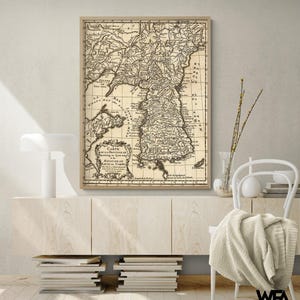 Korea 1750 by Vintage Maps, Antique Korea Map Print, Old Asian Map Wall Art, Asian History Wall Art Decor, Asian Office Large Wall Decor
