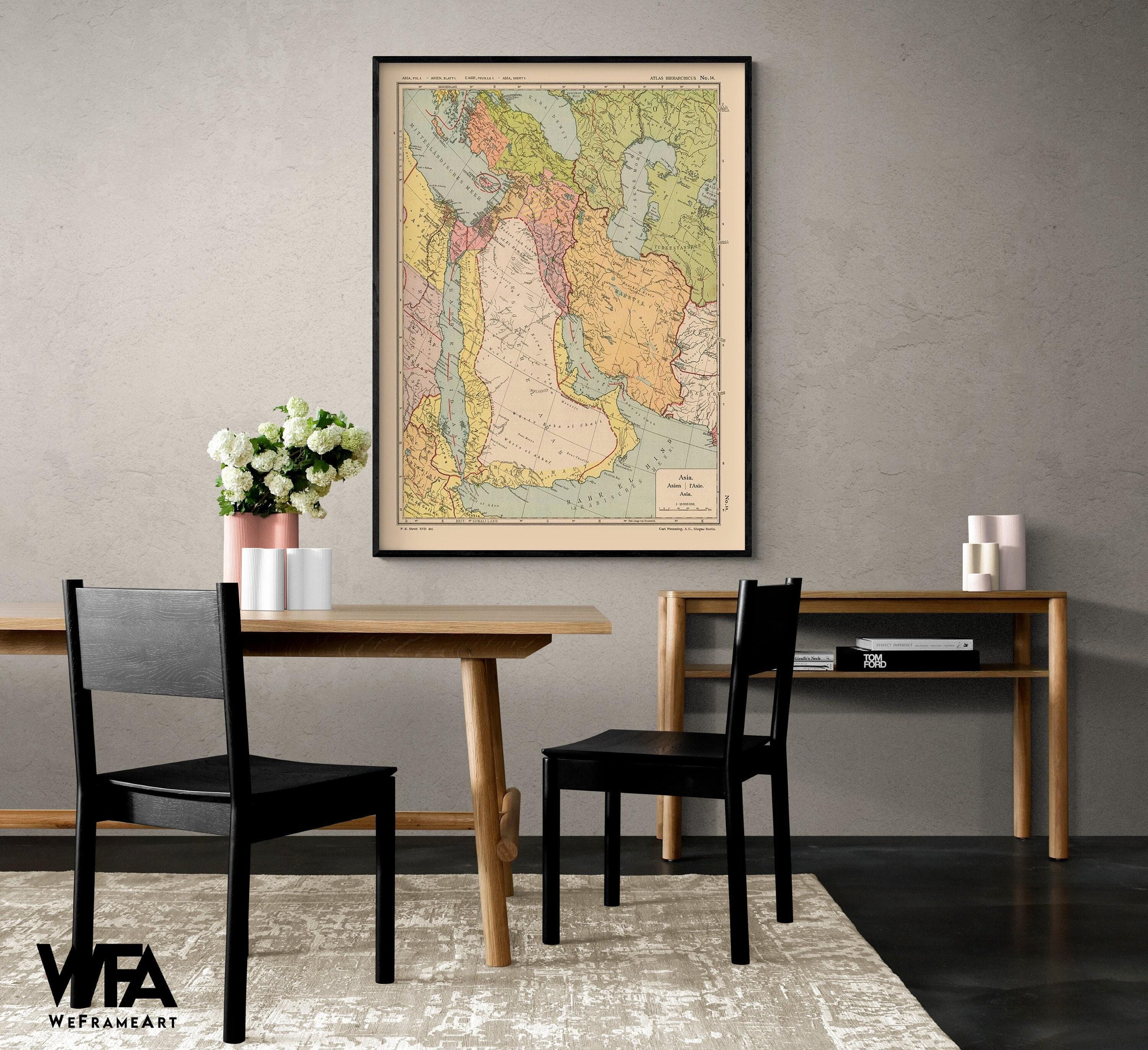 Middle East - Streit 1913, Rustic Middle East Antique Map, Large Map Wall Art Print, Living Room Wall Decor, Antique Map Office Decor