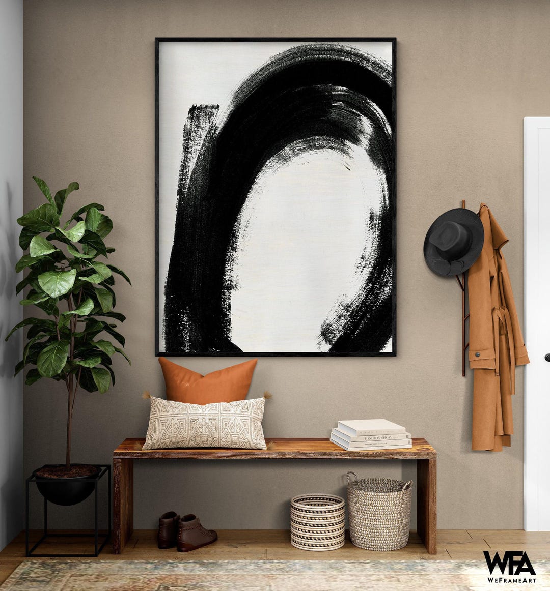 Black and White Abstract Brushwork Art Print, Modern Decor - Etsy