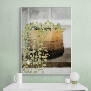 Strings of Pearls Plant Print, Earth Tones, Framed Botanical Wall Art