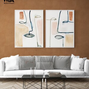 Abstract Faces Wall Art Prints, Set of 2 Masque Extra Large Wall Art Abstract Print, Framed Wall Art, Oversized Wall Art, Large Wall Art