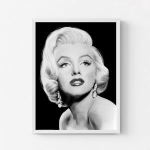 Marilyn Monroe Hollywood Art Print, Black and White Glamour image 8