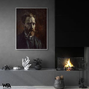 Self-portrait with pipe by Vincent Van Gogh, Van Gogh Portrait, Ginger Man Portrait, Men Wall Art, Pipe Painting Print,Famous Portrait Print