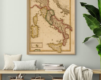 Italy 1817 Map Print, Antique European Wall Art