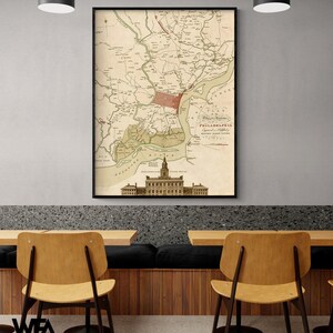Plan of Philadelphia and its environs 1777, Philadelphia Wall Art, United States Geography Poster, Classroom Decor, Library Wall Art