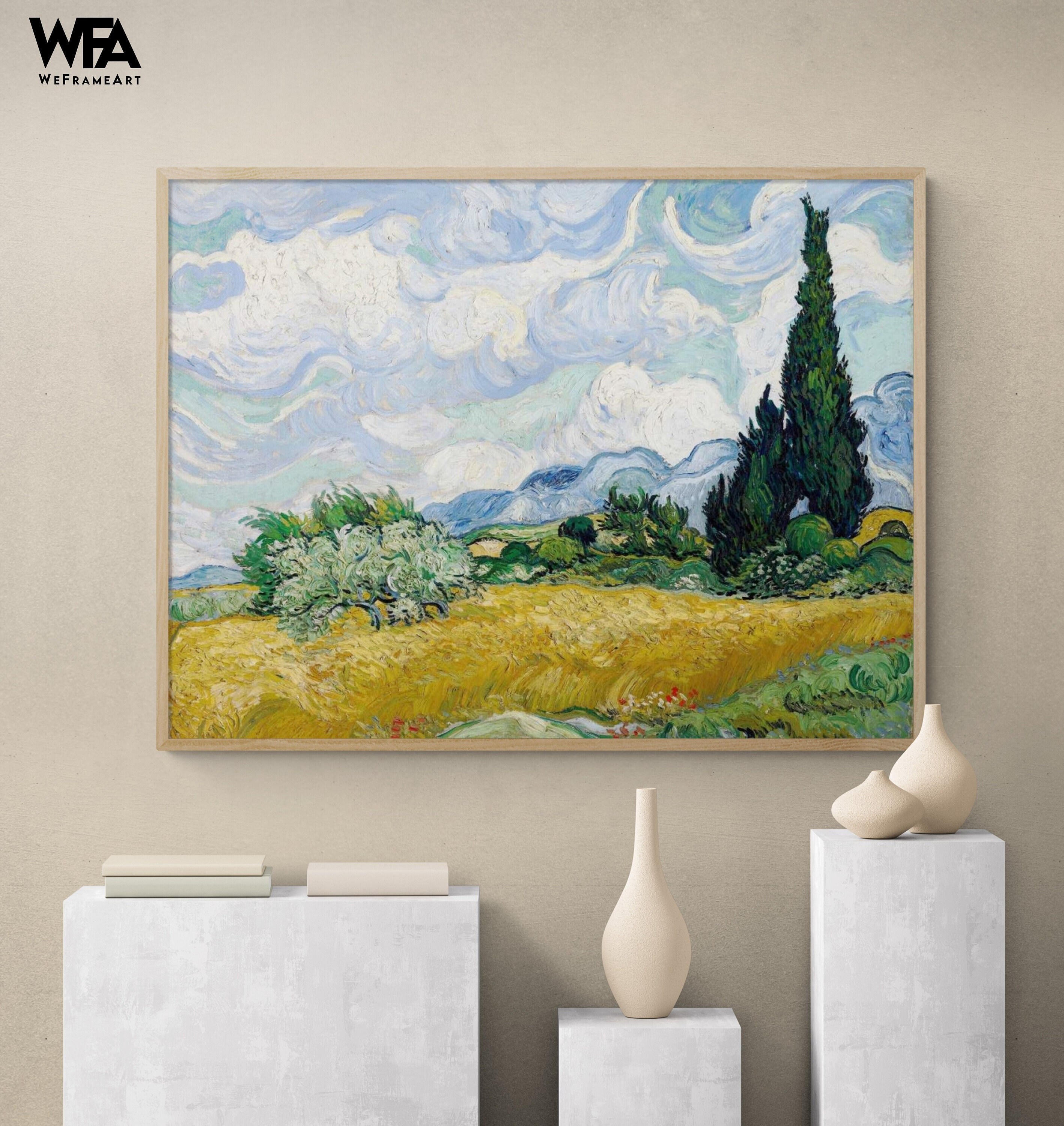 Wheat Field With Cypresses by Vincent Van Gogh, Framed Landscape 