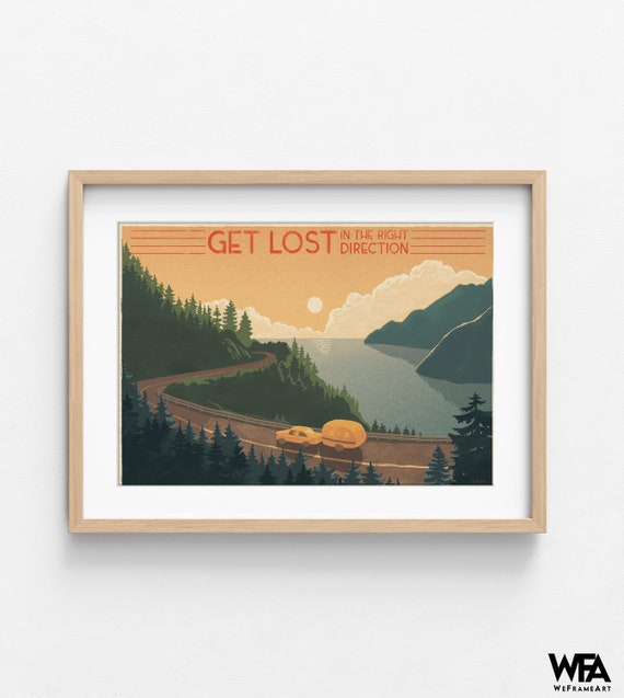 Vintage Road Trip Poster Framed Road Trip Print Lake - Etsy