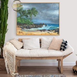 Wedding Beach Maui by William Thompson, Wedding Gift Idea, Tropical Beach House Decor, Hawaiian Wall Art, Hawaii Painting Print