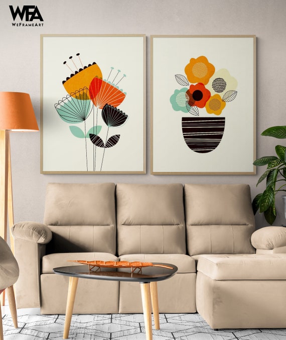 Set of 2 Floral Wall Prints Framed Botanical Painting Prints Natural Plants Wall Prints Framed Wall Art Oversized Wall Art Large Wall Art Etsy