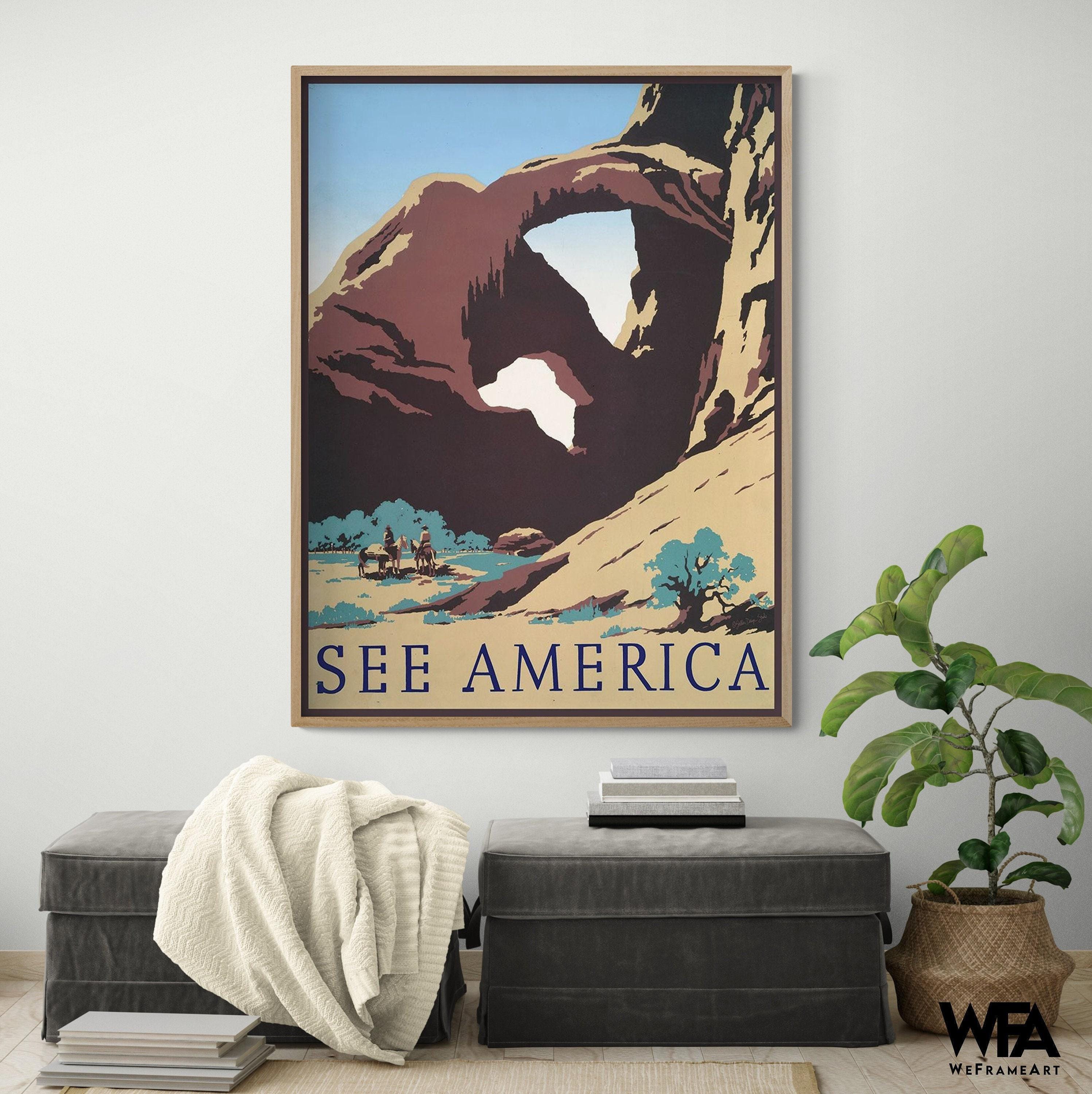 USA Vintage ヴィンテージアート art キャンバスアート See America Vintage Travel Poster, USA Art Print - Etsy