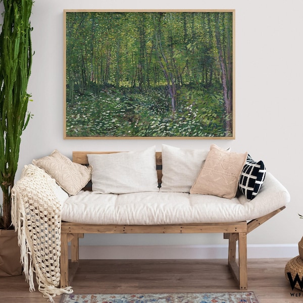 Van Gogh Forest Print, Green Nature Art, Trees and Undergrowth