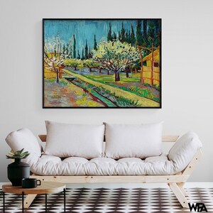 Van Gogh Orchard and Cypresses Print, Nature Wall Art