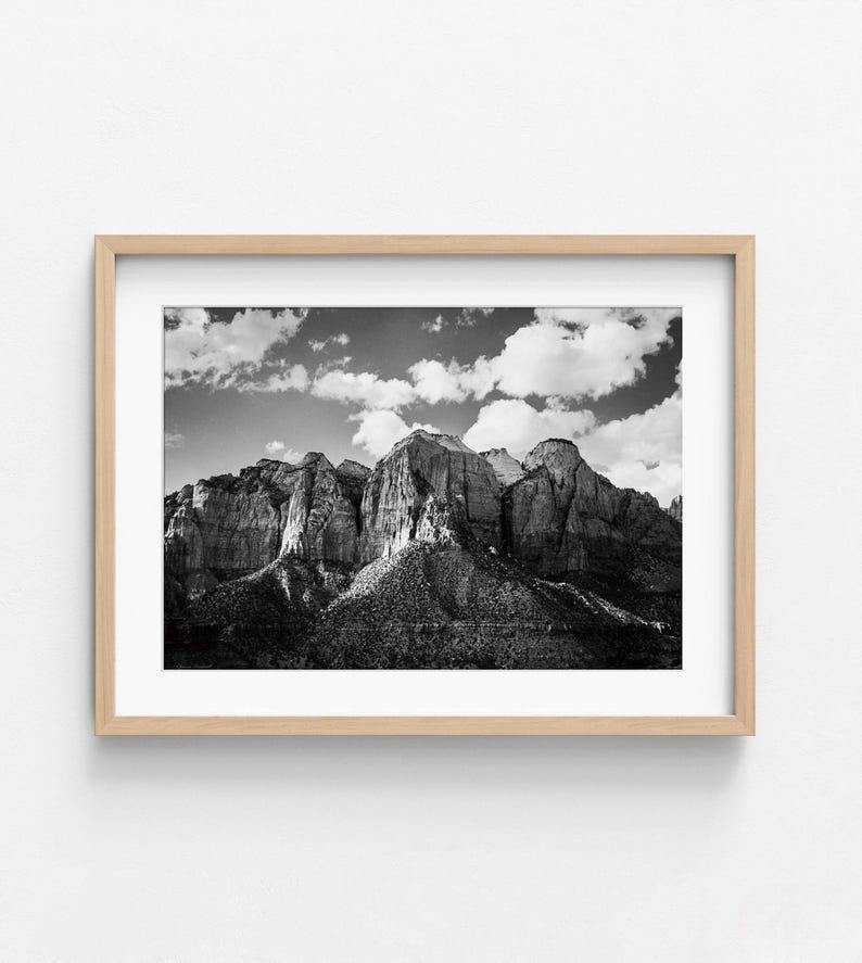 Zion National Park Photo, Black and White Canyon, Framed Wall Art image 7