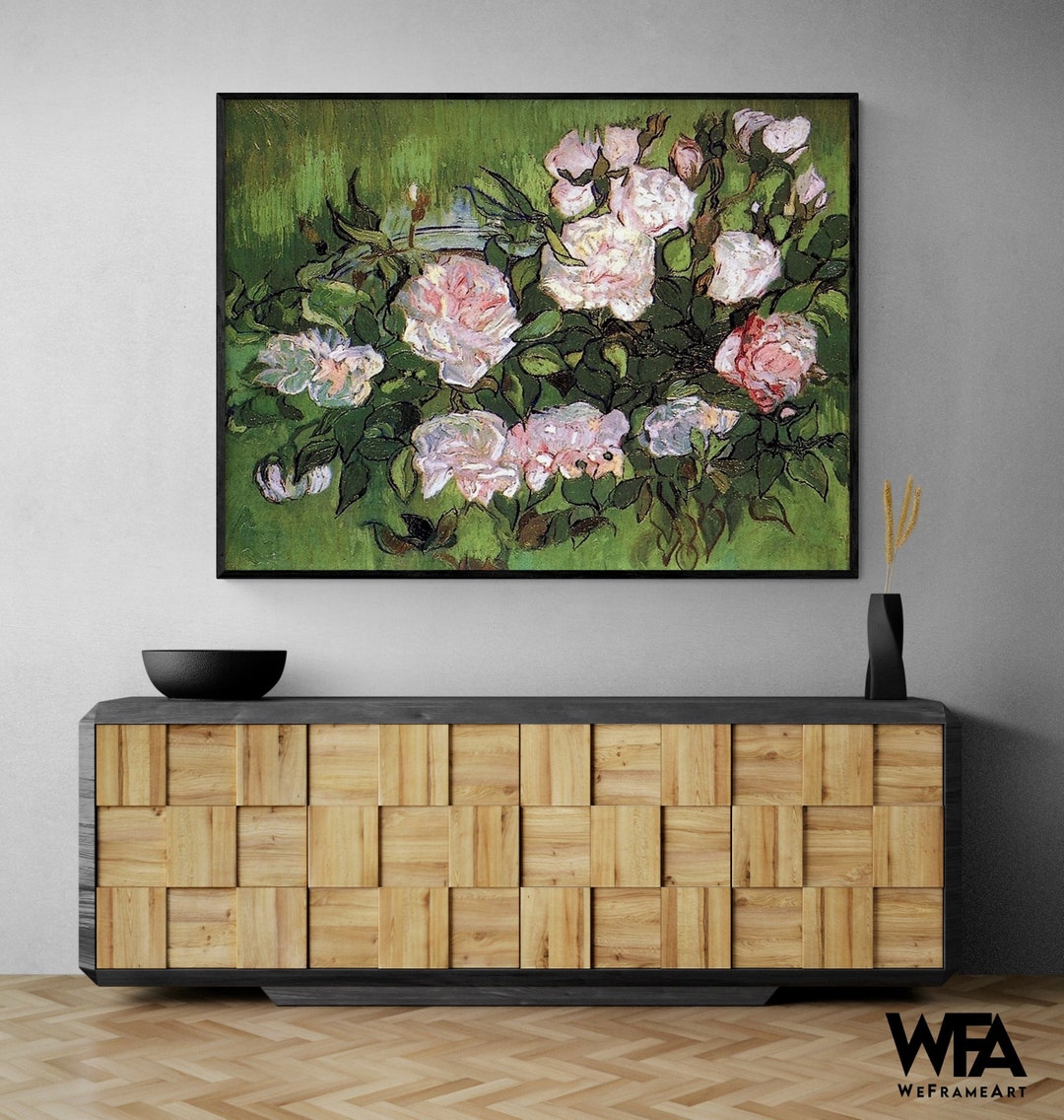 Pink Roses Vincent Pink Roses by Vincent Van Gogh, Pink Flower Print, Rose Wall Art ...