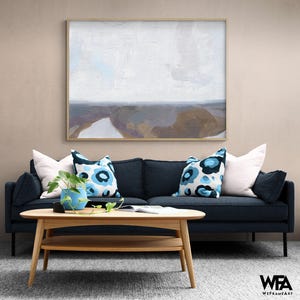 Minimalist Landscape Wall Art – Earth Tone Field Painting by Jacob Green, Framed Abstract Nature Decor