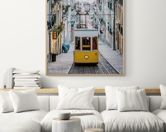 Lisbon Tram Photography Print, Urban European Street, Framed Wall Art