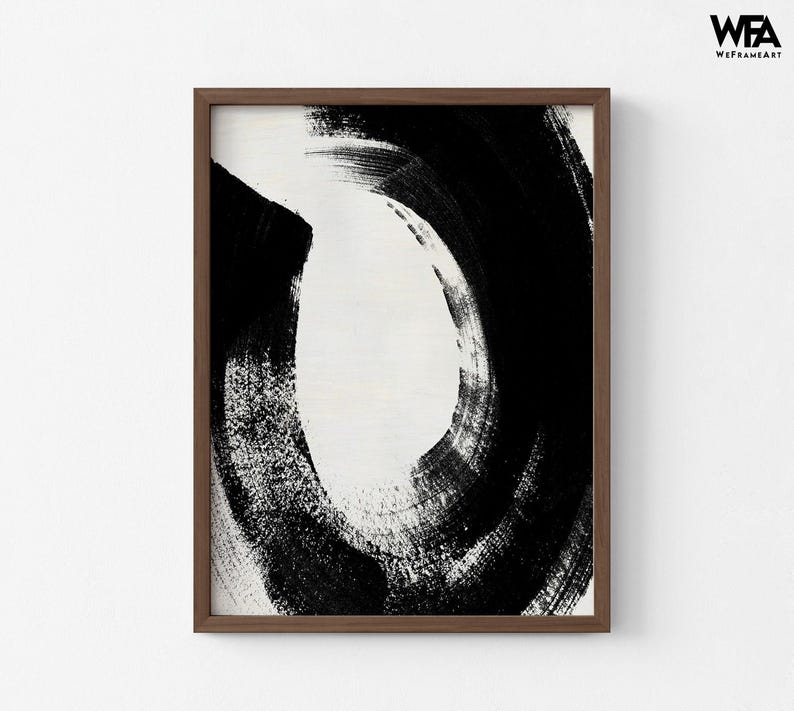 Black and White Abstract Brushwork Art Print, Modern Home Decor - Etsy