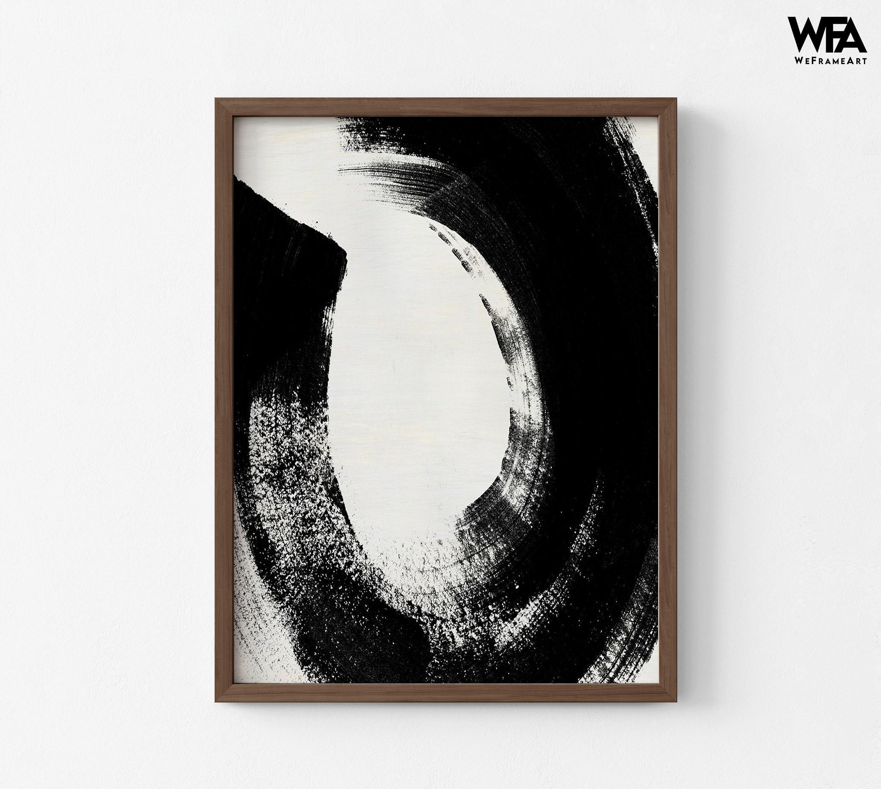 Black and White Abstract Brushwork Art Print, Modern Home Decor - Etsy