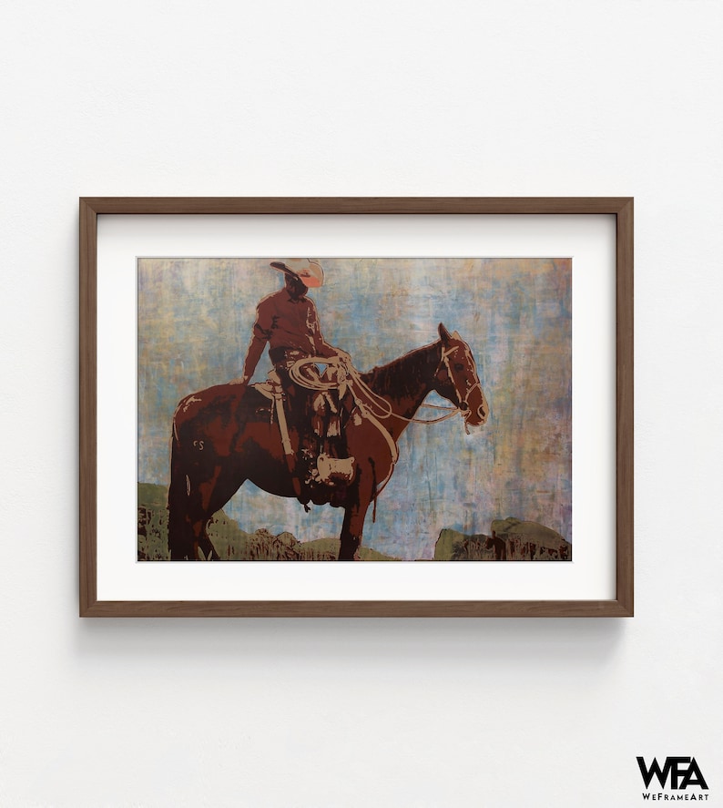 Cowboy Painting Print Framed Western Art Western Wall Art Etsy